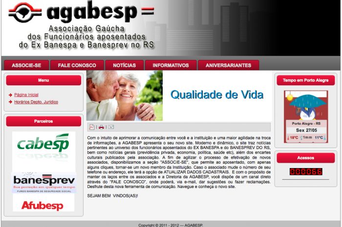 Agabesp, associação dos banespianos aposentados do Rio Grande do Sul, lança site