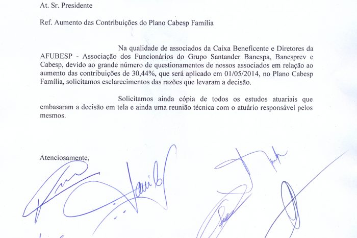 Afubesp quer esclarecimentos da Cabesp sobre reajuste do Plano Família