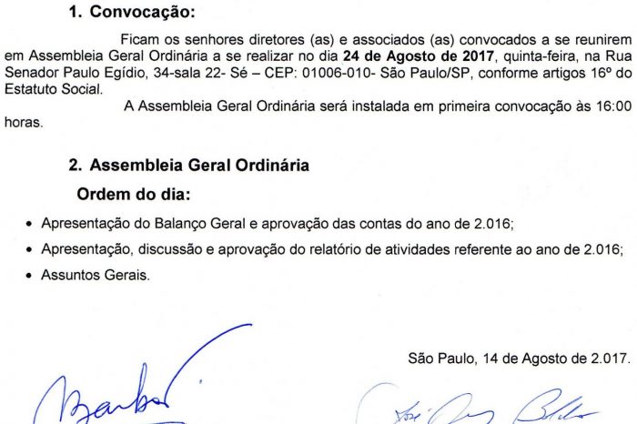 Comitê Betinho convoca para assembleia de prestação de contas